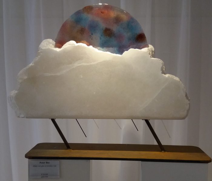 Albast met gefused float glas op ijzer Albast met gefused float glas op ijzer